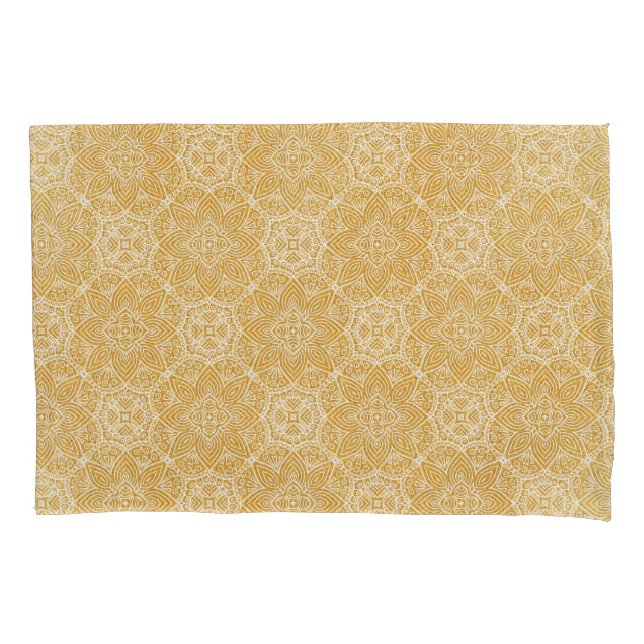 Gold Mandalas of various Geometric Circle repeats Pillowcase (Front)