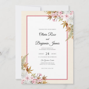 Gold Maple Autumn Eucalyptus Wedding Invitation