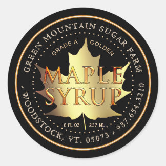 Gold Maple Leaf Editable Maple Syrup Label