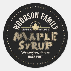 Gold Maple Leaf Emblem Maple Syrup Editable Label