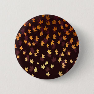 Gold Maple Leaf on dark red 2 Inch Round Button