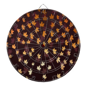 Gold Maple Leaf on dark red Dartboard