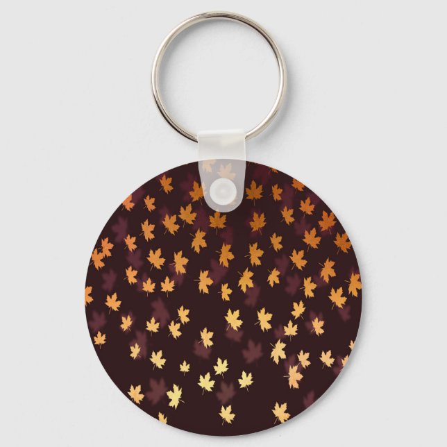Gold Maple Leaf on dark red Keychain (Front)