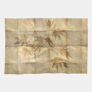 Gold maple leave parchment paper look elegant kitchen towel