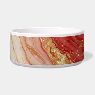 Gold Marble Abstract Background With Red Swirls