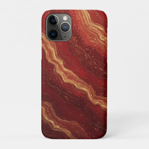 Gold Marble Abstract Background With Red Swirls iPhone 11 Pro Case