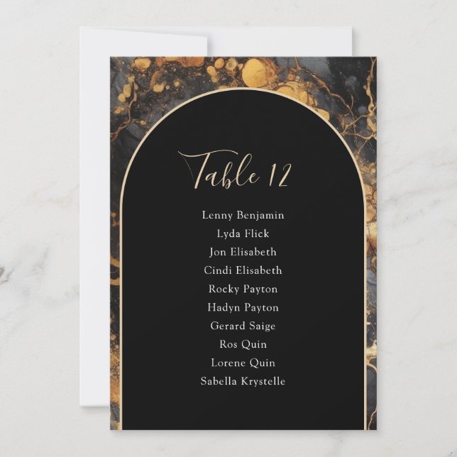 Gold marble and arch Table Number Seating Chart (Front)