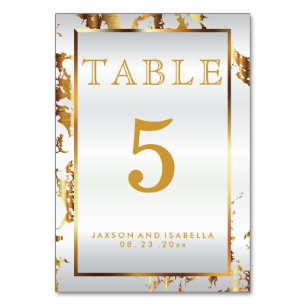 Gold Marble and White Satin - Table Card