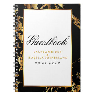 Gold Marble & Black - Guest Book