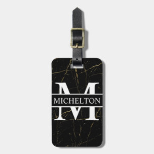 Gold Marble Black Personalized Luggage Tag