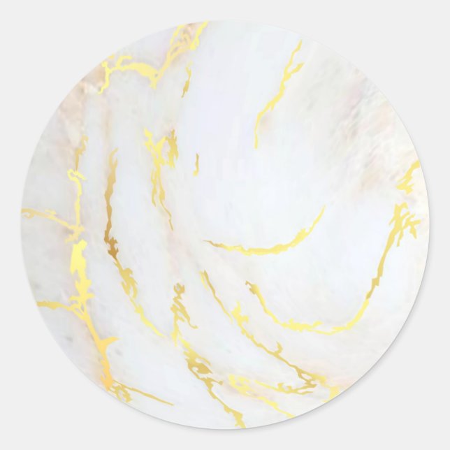 Gold Marble Blank Template Elegant Add Your Text Classic Round Sticker (Front)