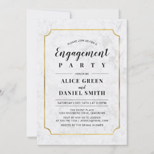 Gold & Marble   Classic Wedding Engagement Party Invitation