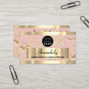  Gold  Marble Consulting Design Glitter Rose Pink Business Card