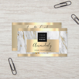 Gold Marble Custom Logo Qr Code 5 Punches  Business Card