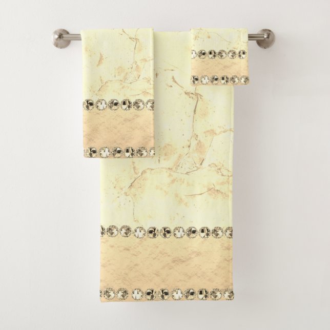 Gold Marble Diamond Bling            Bath Towel Set (Insitu)