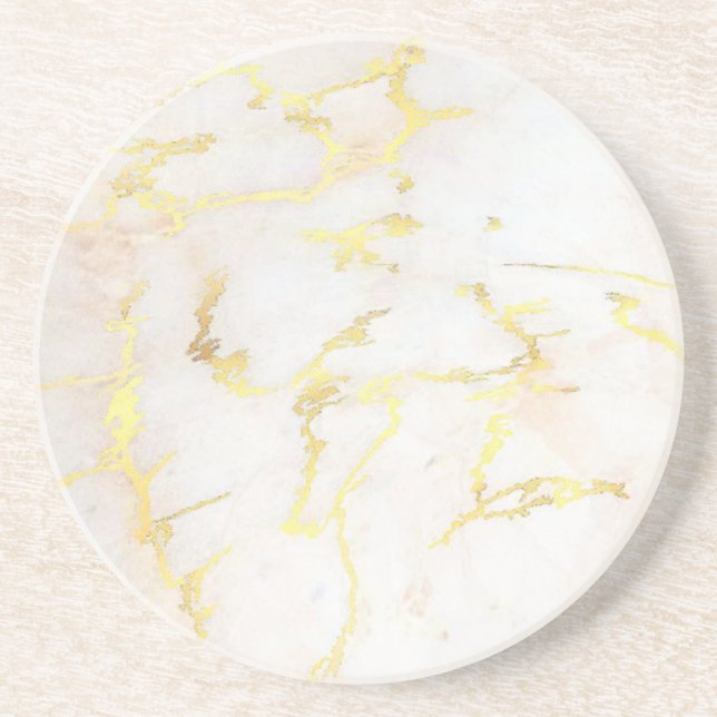 Gold Marble Elegant Design Trendy Template Round Coaster (Front)