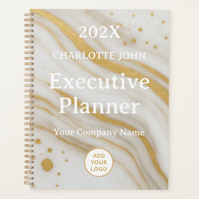 Gold Marble Executive Custom Name 2026 Planner (Front)