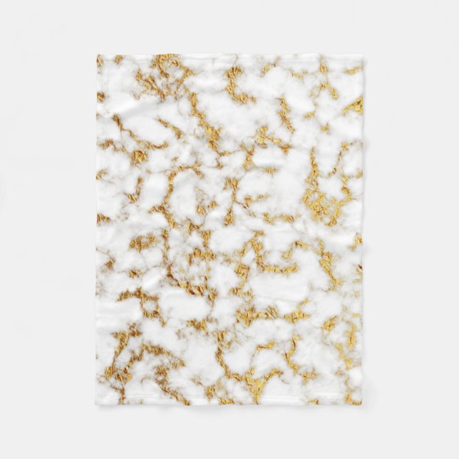 Gold Marble Foil Texture Fleece Blanket (Front)