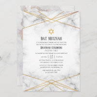 Gold Marble Geometric Bat Mitzvah