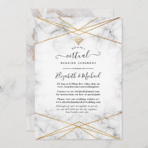 Gold Marble Geometric Online Virtual Wedding Invitation