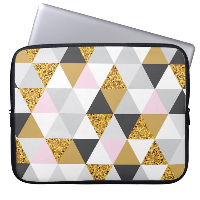 Gold marble, geometric seamless texture laptop sleeve (Front)