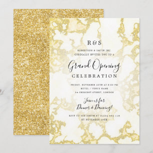 Gold Marble Glitter Corporate Grand Opening  Invitation
