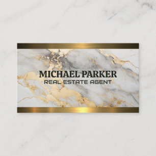 Gold Marble   Gold Metallic Trim Business Card