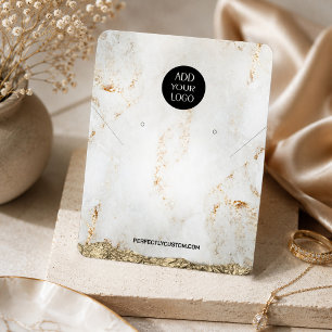 Gold Marble Logo QR Code necklace earrings Business Card