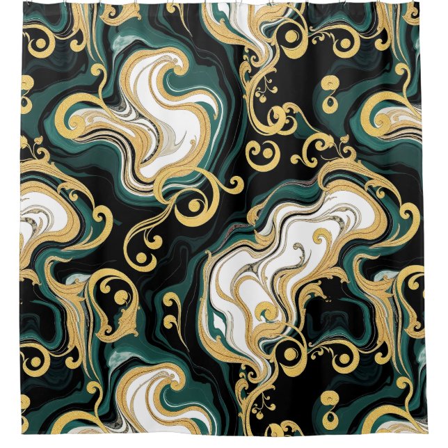 Gold & Marble Luxury Shower Curtain (Front)