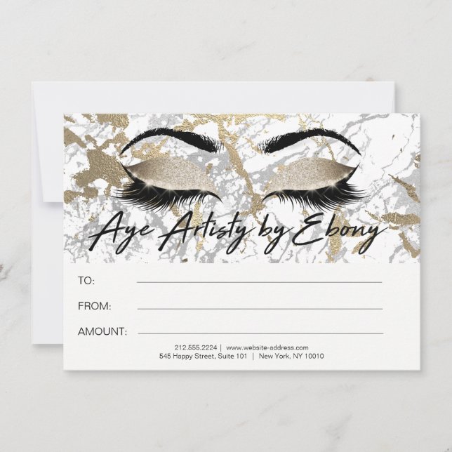 Gold Marble Makeup Beauty Eyes Certificate Ebony (Front)