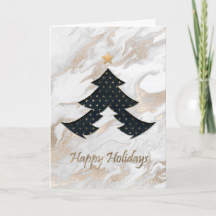 Gold Marble Modern Christmas Tree Card