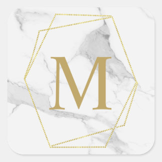 Gold Marble Monogram Sticker