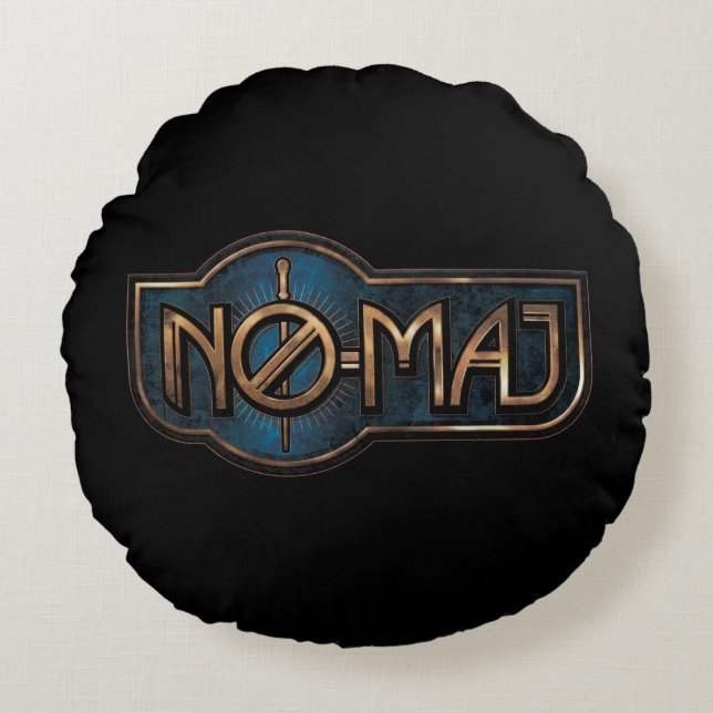 Gold & Marble NO-MAJ™ Badge Round Pillow (Front)