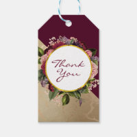 Gold Marble Pattern and Burgundy Florals Thank You