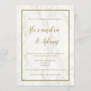 Gold marble rehearsal dinner invitations