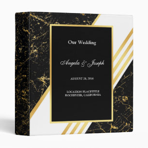 Gold marble stripes typography black binder