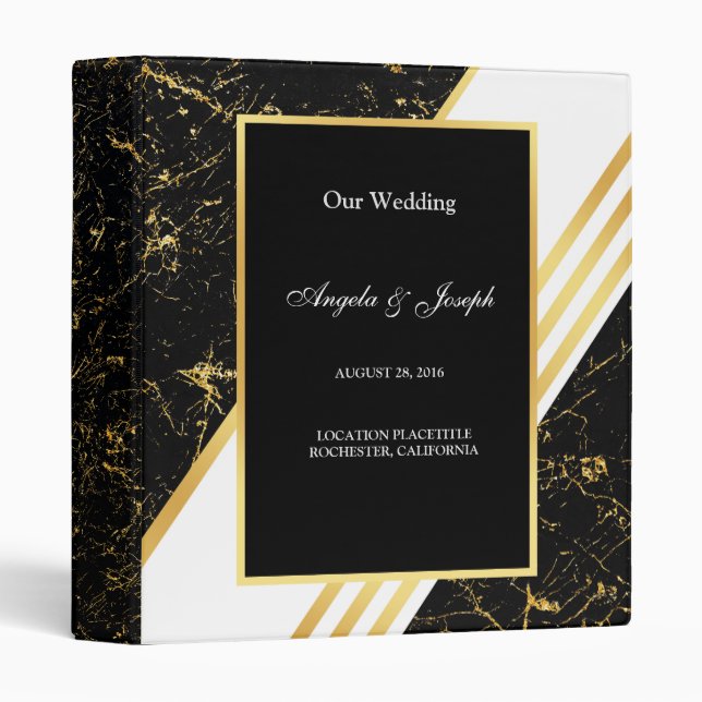 Gold marble stripes typography black binder (Front/Spine)