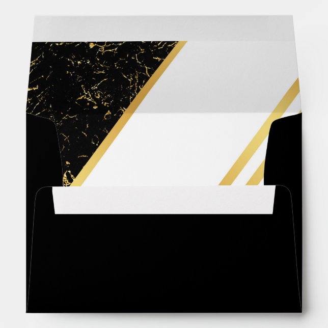 Gold marble stripes typography black envelope (Back (Bottom))