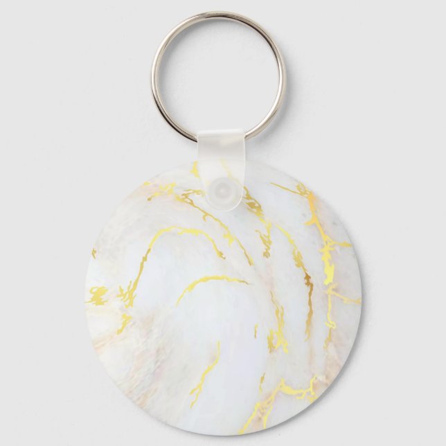 Gold Marble Template Trendy Elegant Customize Keychain (Front)