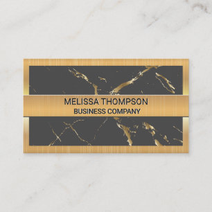 Gold Marble Texture Gold Metallic Border Business Card