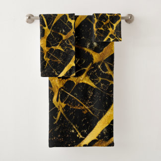 Gold Marble Texture Seamless Pattern Bath Towel Set