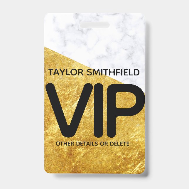 gold marble trendy modern VIP lanyard badge custom (Front)