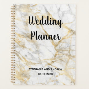 Gold Marble Trendy Personalized Wedding Planner