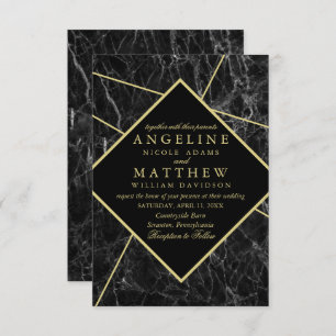 Gold marble wedding invitations