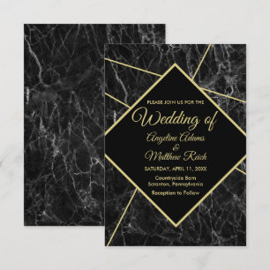 Gold marble wedding invitations