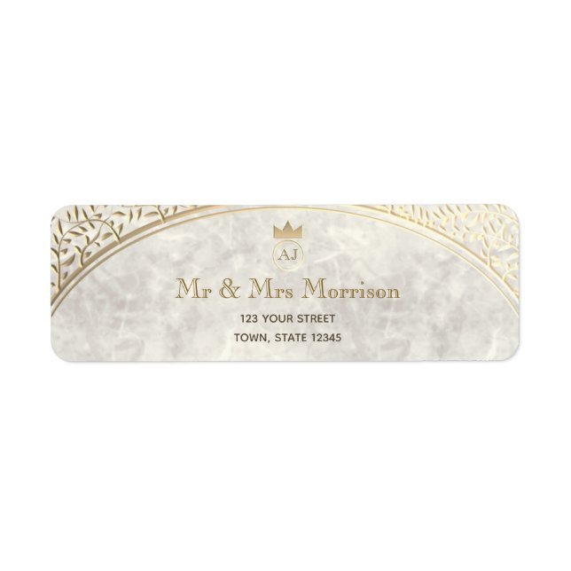 Gold Marble Wedding Return Address (Front)