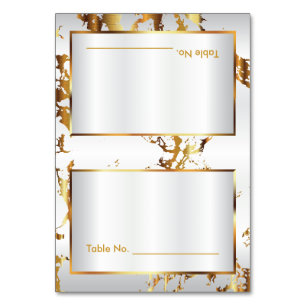 Gold Marble & White Satin -Table Cards