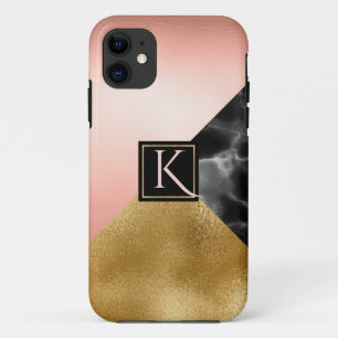 Gold Marbled Monogrammed iPhone 11 Case