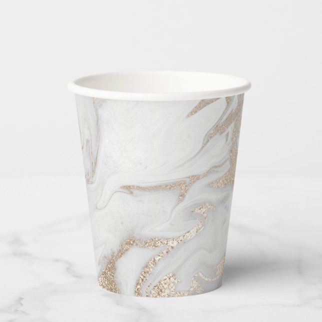 Gold Marbled Personalized Special Occasion  P Paper Cups (Front)