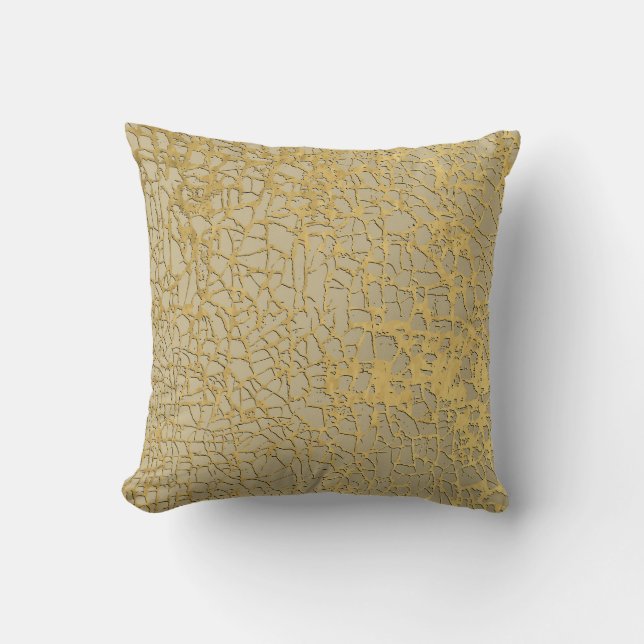 Gold Marbling: Grunge Texture Design Throw Pillow (Front)